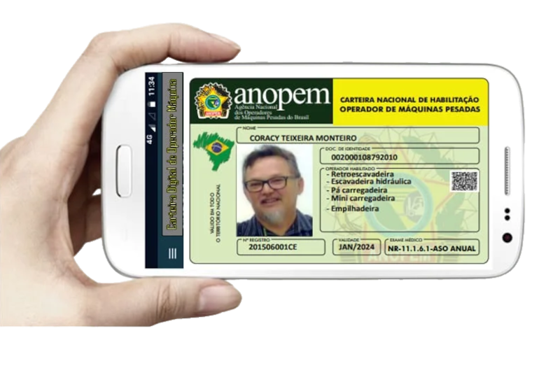 carteira de operador de Máquinas pela Anopem